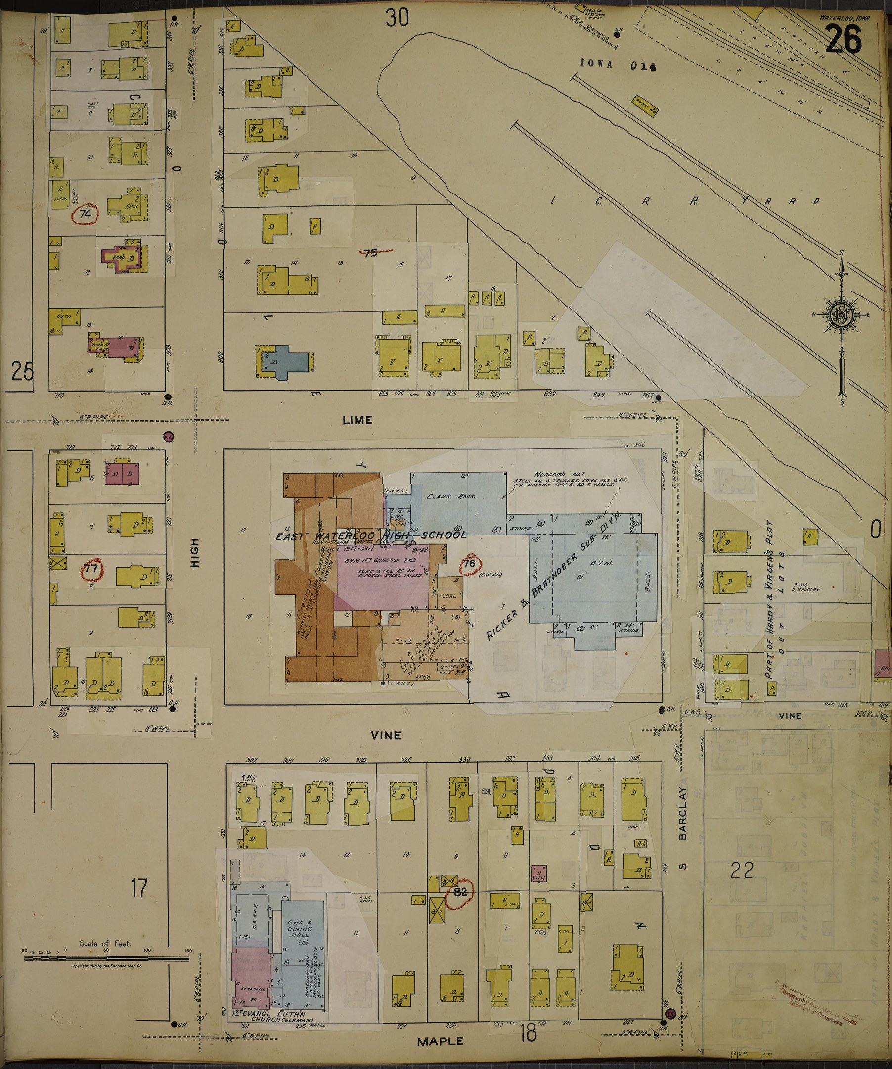 Old map of San Francisco, California, highlighting the East Mathew County School District area with detailed streets, buildings, and landmarks.