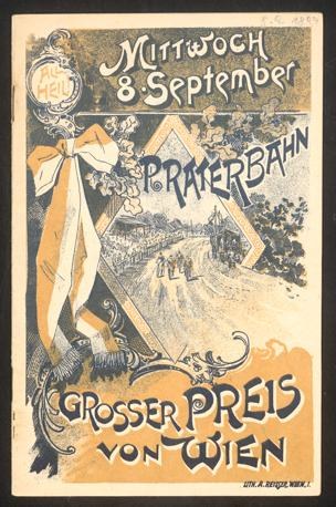 Alte Konzertplakat für "Großer Preis von Wien" mit einem zentralen menschlichen Gesicht auf schwarzem Hintergrund.