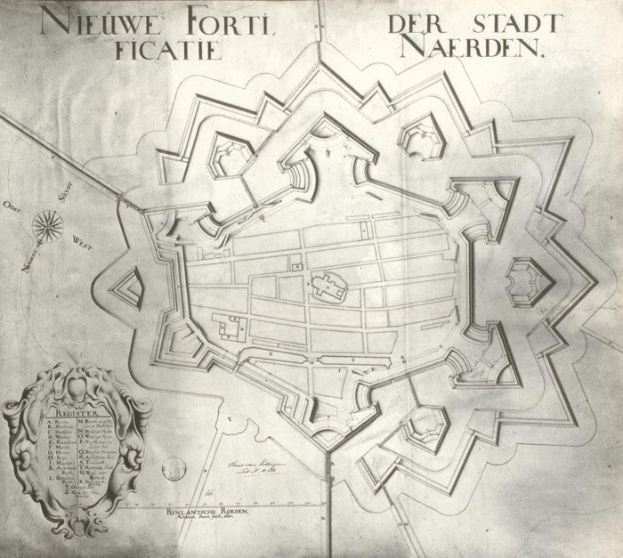 Detailed map of Niederlande, Germany, on paper with street names, buildings, landmarks, and additional text information.