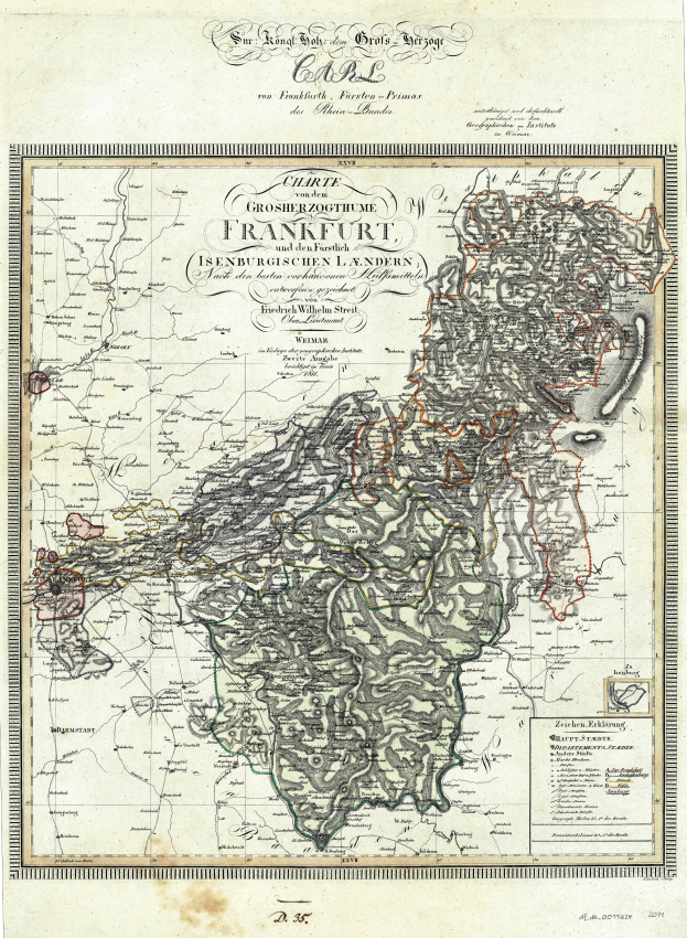 Eine alte Karte von Deutschland und Österreich, die Provinzen mit detailliertem Text und geografischen Merkmalen zeigt.