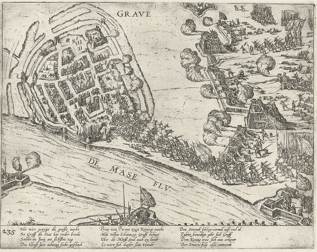 Ein Plakat mit einer Stadtkarte und zahlreichen Menschen sowie begleitendem Text.