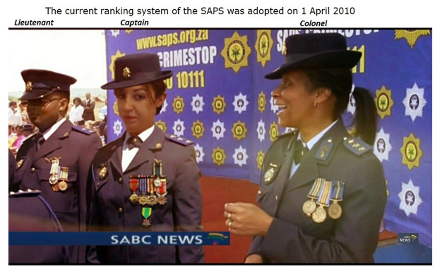 Eine Gruppe von Menschen in Uniformen und Hüten steht mit einem Banner im Hintergrund, mit Text oben und unten, der lautet "Das aktuelle Rankingsystem der SAP wurde am 1. April 2010 eingeführt."