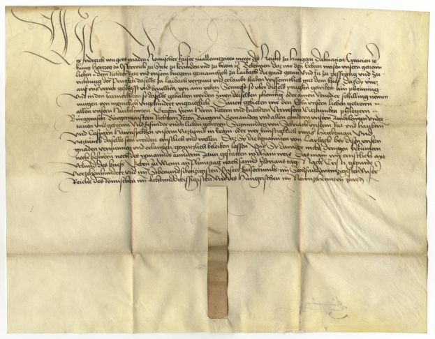 Gelbliches Papier mit schwarzer Tinte Handschrift, ein deutscher Regierungsbrief, der die Freigabe einer Petition für den Tod eines Mannes anfordert.
