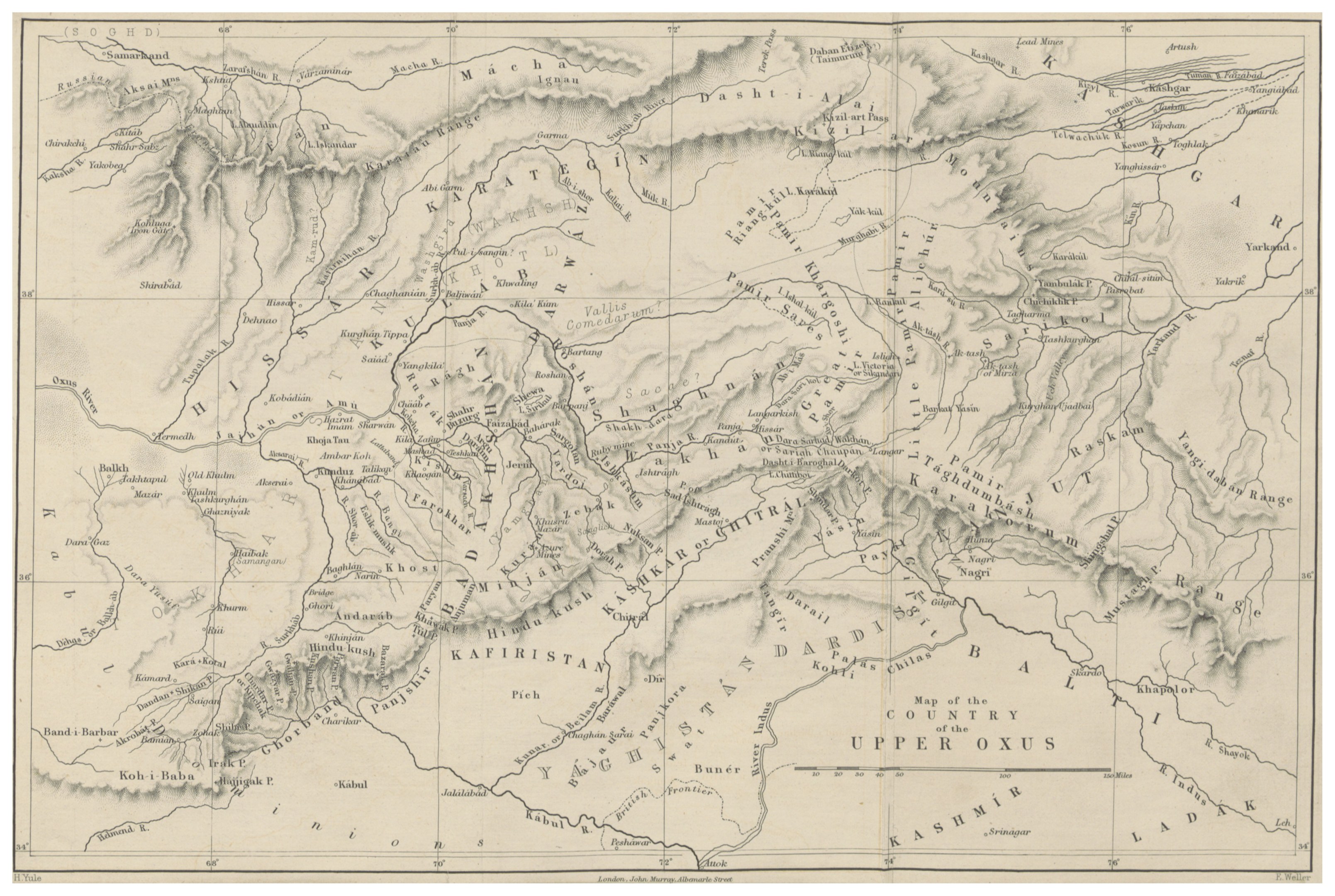 Alte Karte der Oberen Oaxaca-Region mit detaillierten geografischen Merkmalen und historischen Textanmerkungen.