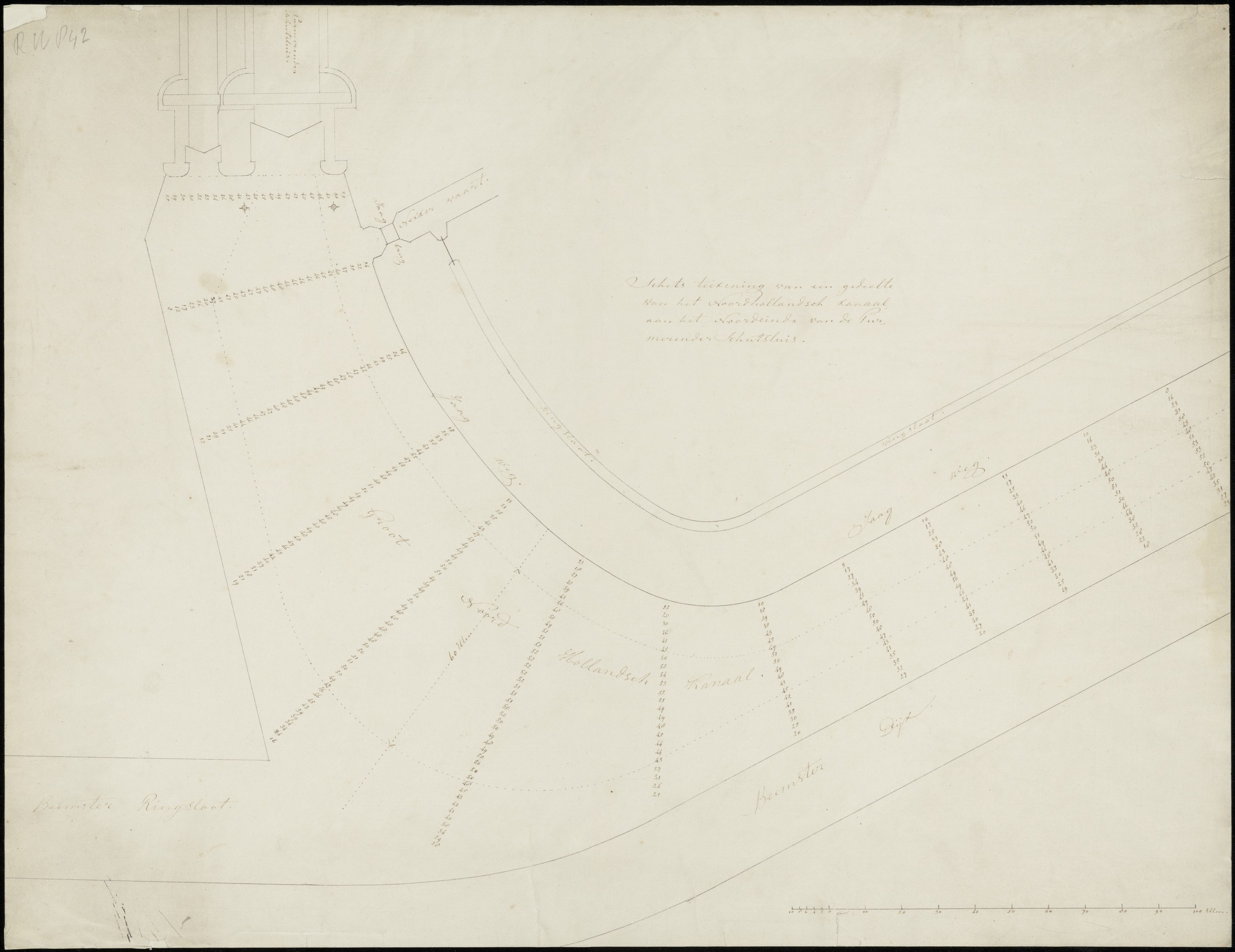 Black and white map drawing of New York City with dense building layouts and handwritten text annotations.