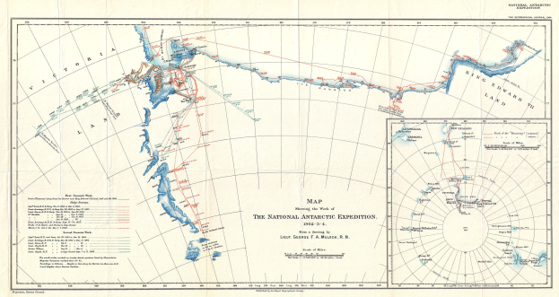 Eine Karte des Arktischen Ozeans mit einer Markierung des Nordpols und voller detaillierter Texte über die Region.