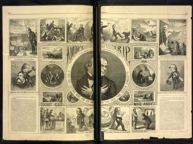 Offenes Comicbuch mit farbenfrohen Illustrationen von Charakteren und Szenen, begleitet von Text.