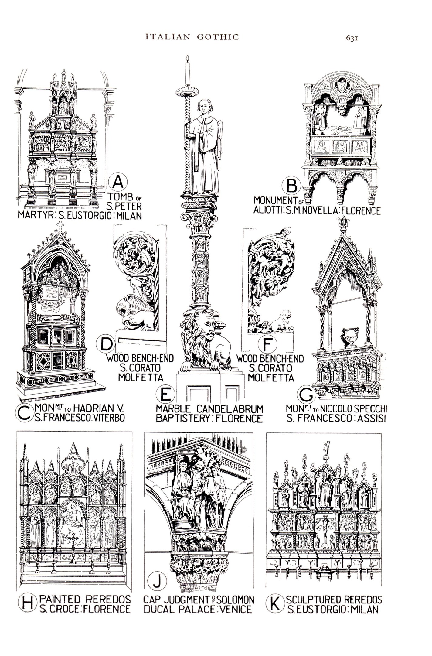 Poster with a detailed drawing of gothic architecture, including intricate sculptures and accompanying text.