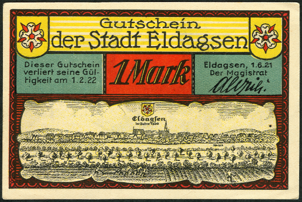 Eine alte deutsche Zigarettenkarte mit einer Illustration eines Feldes und beschreibendem Text.