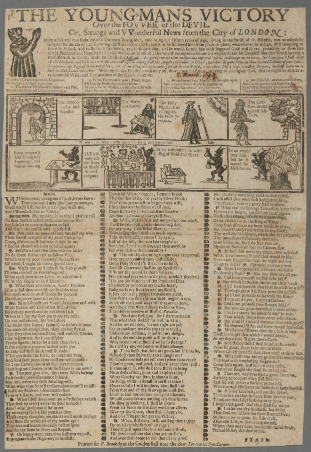 Ein Blatt Papier mit fettgedrucktem Text und detaillierten Illustrationen von entschlossenen jungen Männern, die einen Sieg feiern.