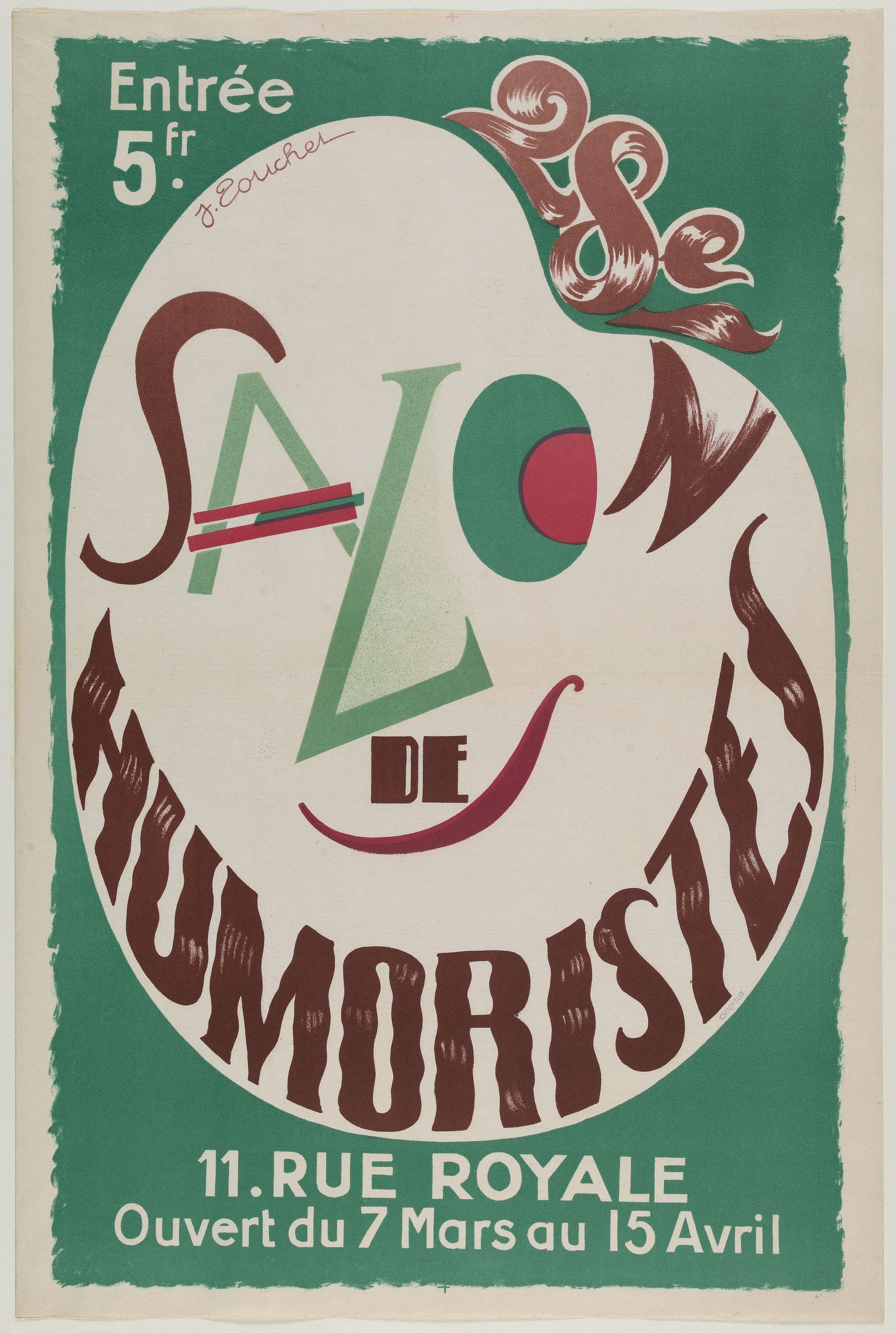 Plakat, das eine Humoristen-Salon-Veranstaltung in Paris, Frankreich, ankündigt.