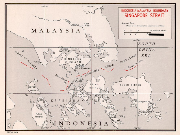 A detailed map poster of Singapore and Malaysia showing country boundaries, cities, rivers, and geographical features with accompanying text.