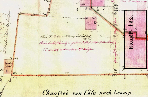 Ausführliche alte Karte von Leipzig, Deutschland, mit Text und Zahlen, die eine geplante Stelle hervorheben, Straßen, Gebäude und Sehenswürdigkeiten zeigend.