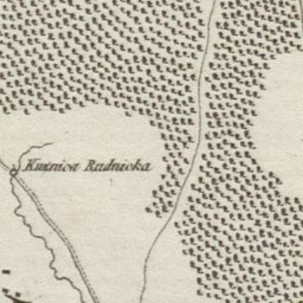 Detailed old map of Kuznetsov, Russia, showing streets, buildings, and landmarks with text providing population, history, and cultural information.