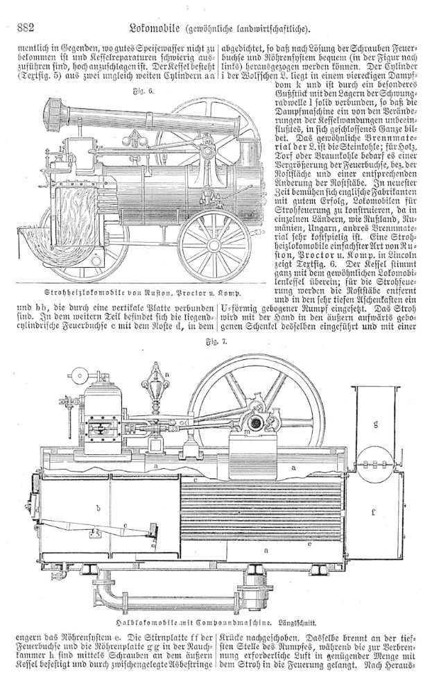 Detailed technical drawing of a steam locomotive labeled "Grundführer 882 - locomotives of the German railways," showing engine components and wheels on a white background.