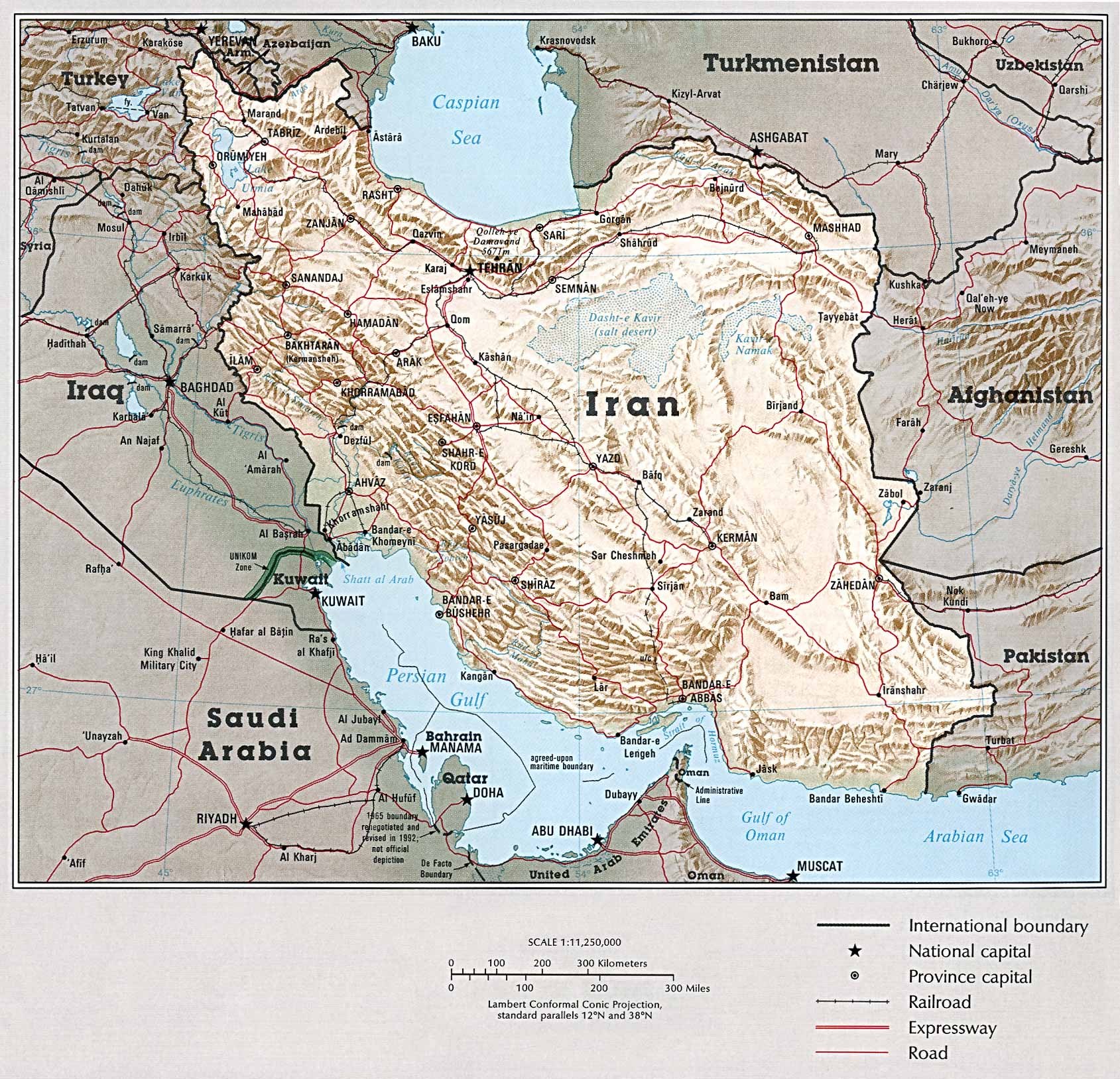 Large detailed political map of Iran showing major cities, rivers, and geographical features with text and numbers at the bottom.