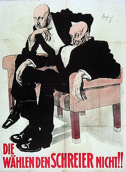 German propaganda poster for the Nazi Party featuring two men sitting on a couch with text promoting the party.