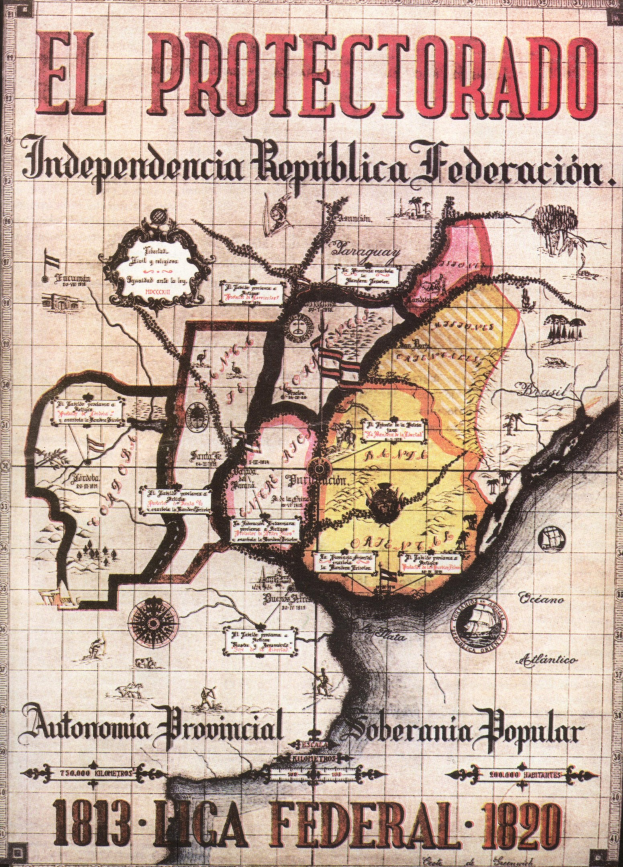 Detailed map poster of El Protectorado, an independent Mexican republic, with color-coded regions and labeled geographical features.