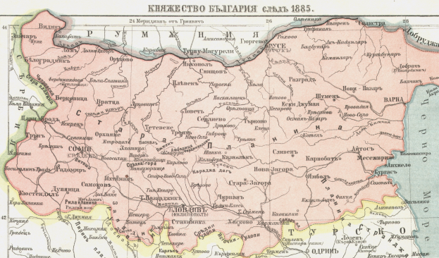 Ein Plakat mit einer detaillierten Karte der Ukraine innerhalb des Russischen Reichs von 1885, versehen mit Text und Zahlen.