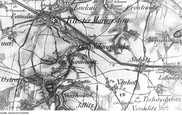 Eine detaillierte Schwarz-Weiß-Karte von Stuttgart, Deutschland, mit Text, der einen Überblick über die Gegend gibt.