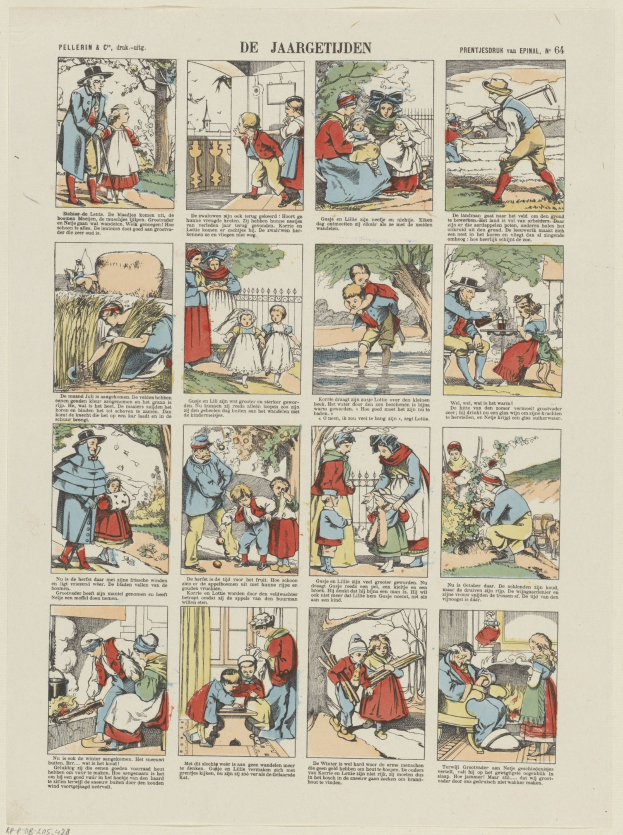 Cartoon-Illustration eines Mannes, der gestikulierend mit einer Frau spricht, umgeben von spielerischen Texten und Bildern auf einer Buchseite.