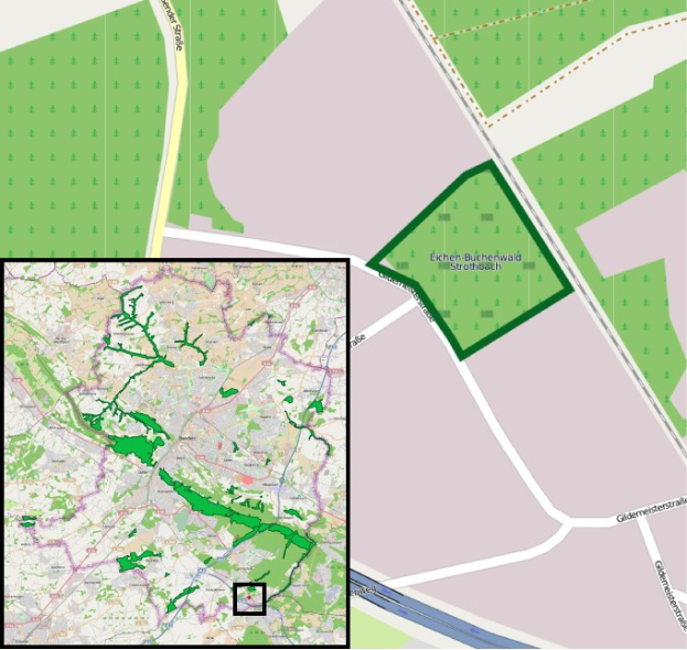 Eine Karte von Stuttgart, Deutschland, die den proposed site location hervorhebt, mit Text oben und unten im Bild.
