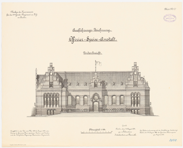 Schwarz-weiß-Zeichnung des Reichstagsgebäudes, des Hauptsaals des Deutschen Parlaments in Berlin, mit einer Flagge oben und begleitendem Text.